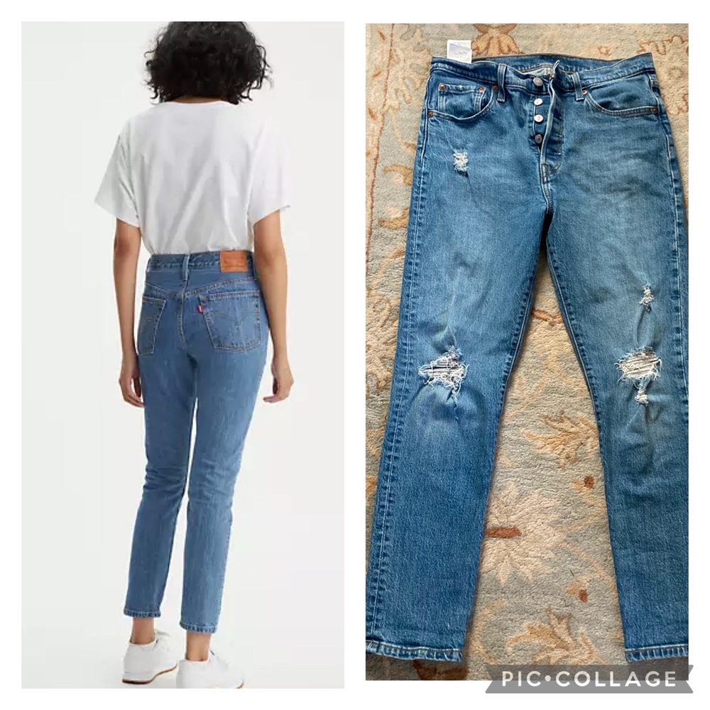 Levi’s 501 S Skinny Jeans Button Fly High Rise Distressed 5 Pocket W29